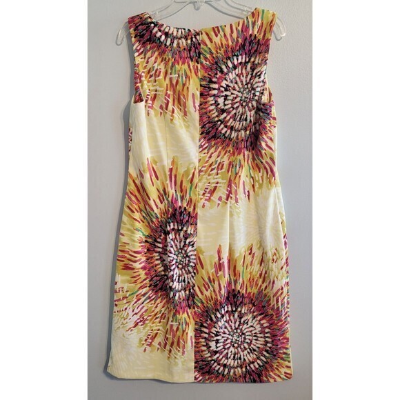 AGB Ivory Colorburst Shift‎ Dress Womens Size 6 Workwear Classy Sleeveless Midi - Picture 9 of 10